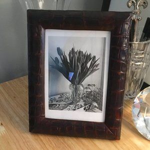 ALLSTATE Picture Frame Embossed Dark Brown Faux Leather 4" x 6"